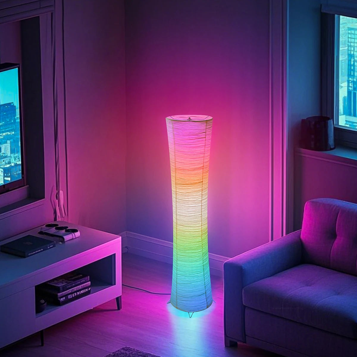 Hign-concerned Paper Lamp RGB LED Floor Lamp With Remote