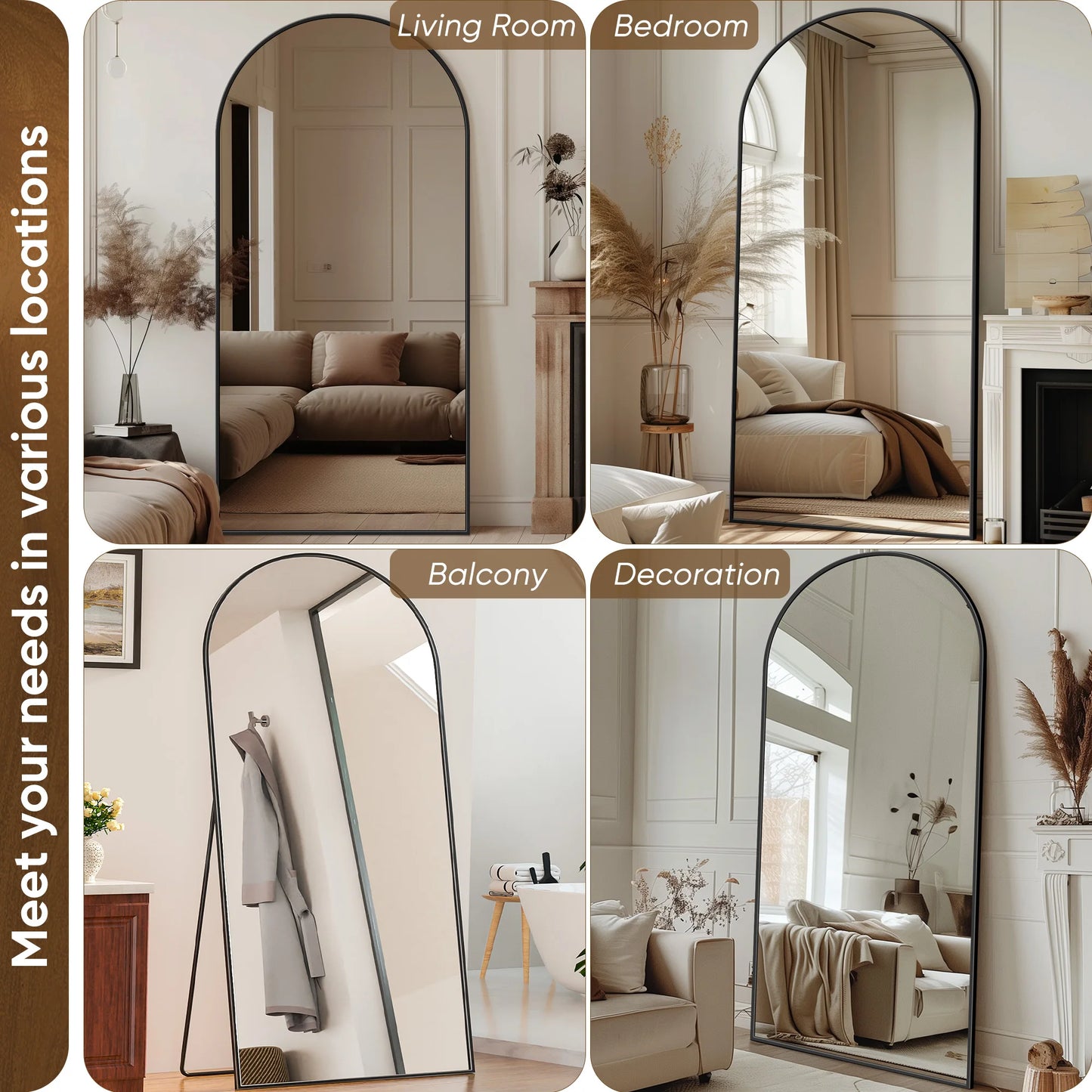 Antok Arch Floor Mirror Freestanding For Bedroom Living Room