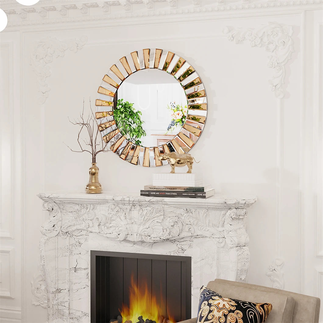 BORWARTH Round Wall Mirror For Entrance Hallway Bathroom Decor