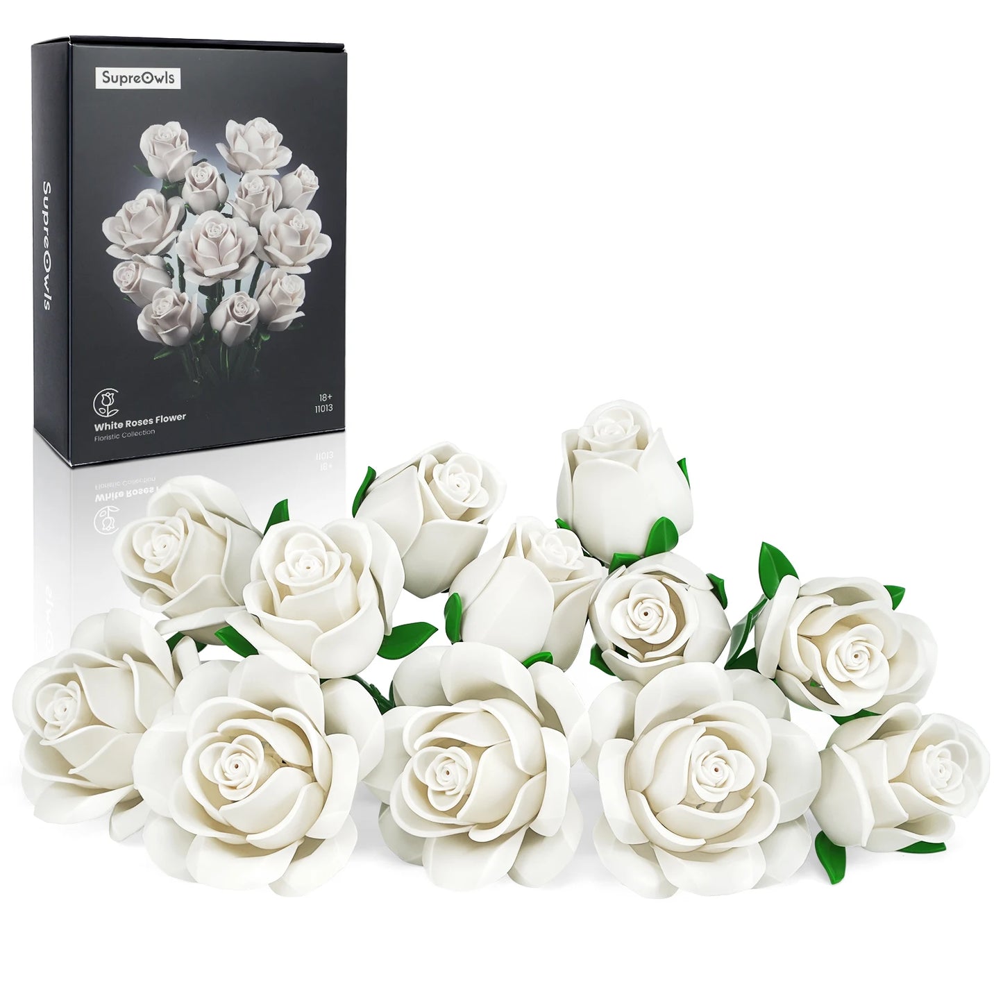 SupreOwls Roses Bouquet Building Blocks Set For Home Decor