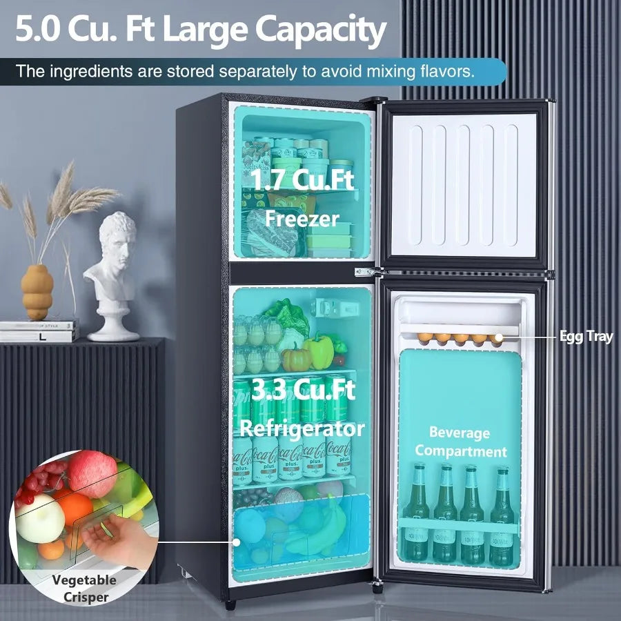 XMSJ Dual Door Refrigerator With Freezer For Dorm Office Home