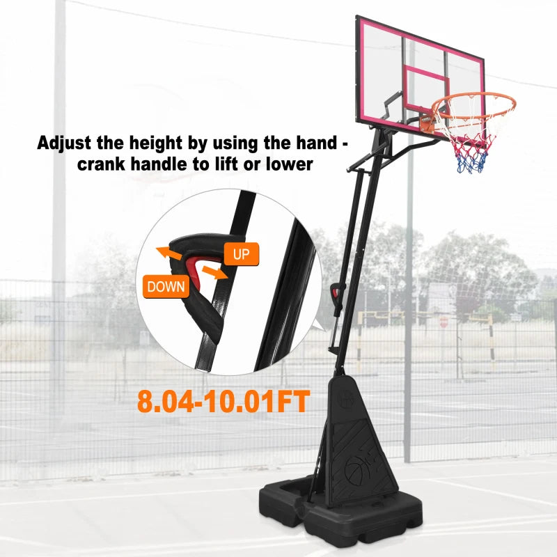 Portable Basketball Hoop for Youth Adults & Professional Match,Adjustable Height 8.04 ft to 10.01 ft,44 inch Backboard with Rebo