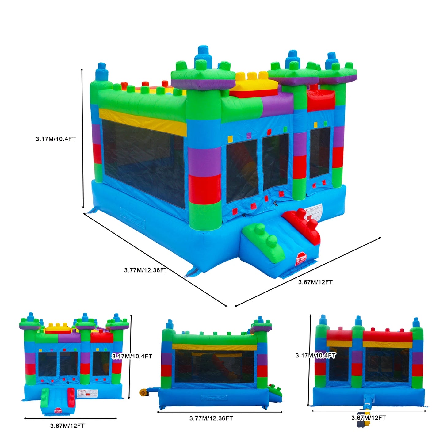 PVC Inflatable Bounce House for Big Kids,Large Jumping House with Built in Slide,Semi-commercial,Outdoor Backyard Birthday Party