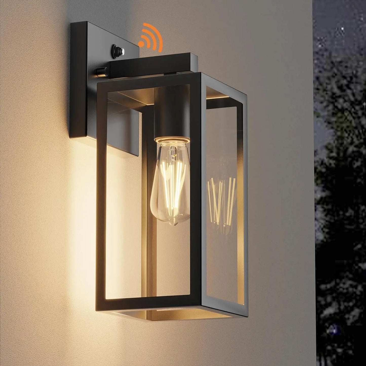 Outdoor porch wall light, waterproof lantern with frame and clear glass shade, modern wall light for patio entrance corridor
