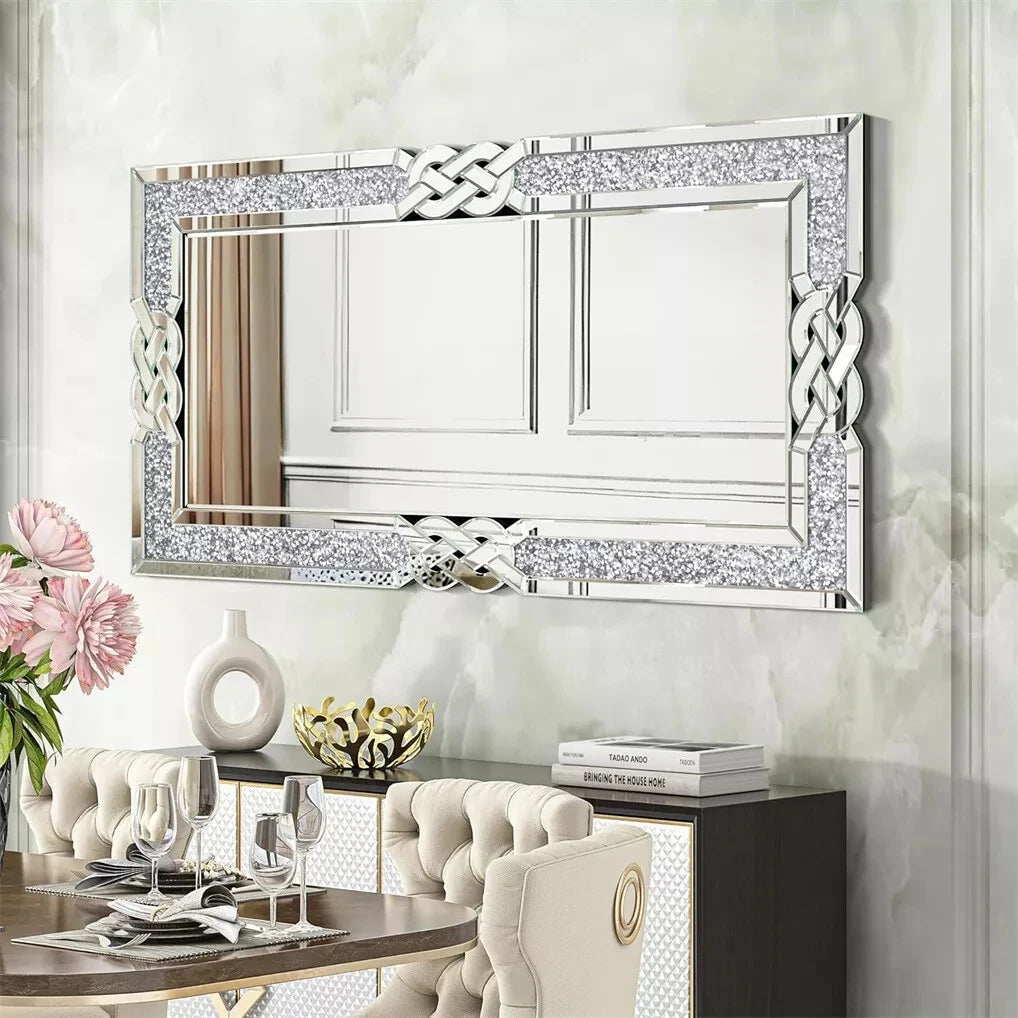 Wisfor Crushed Diamond Wall Mirror Crystal Edge Frame