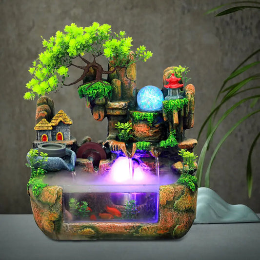 Hign-concerned Indoor LED Water Fountain With Mist Rockery Decor