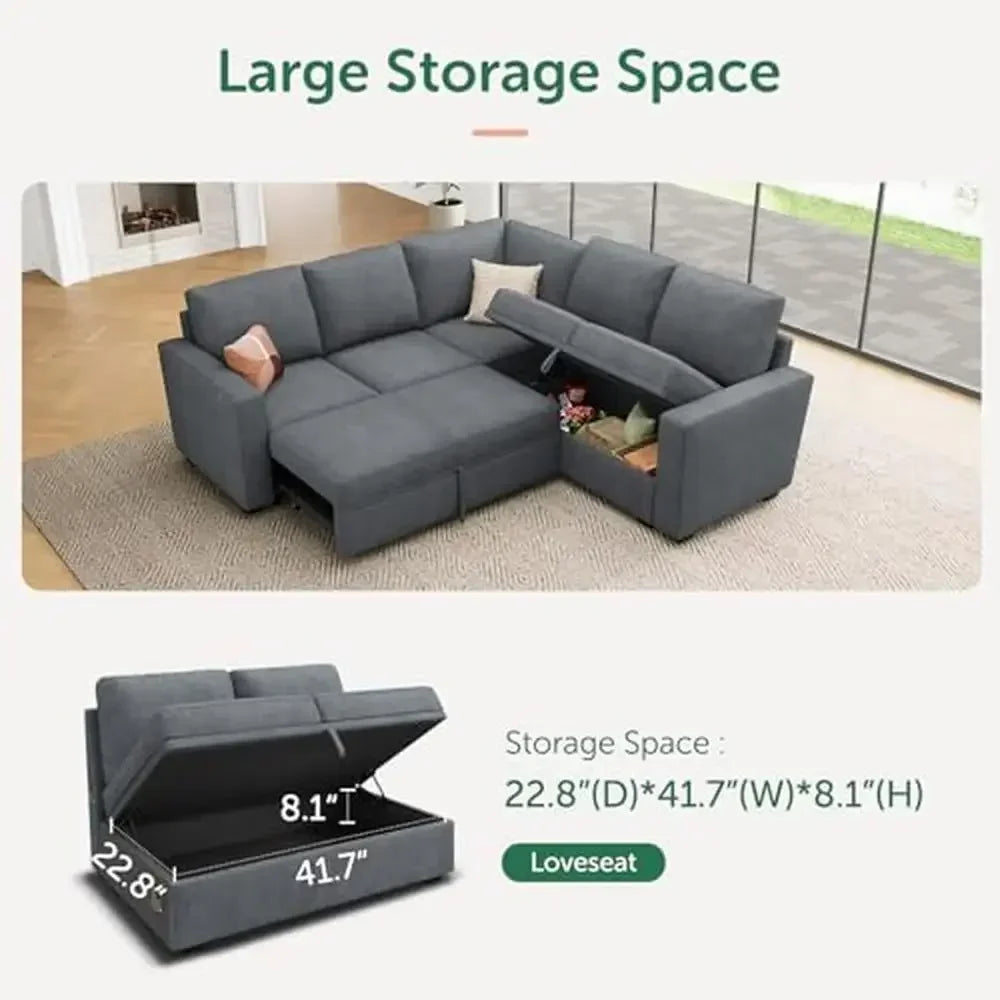 XMSJCN Modular Sleeper Sectional Sofa With Storage