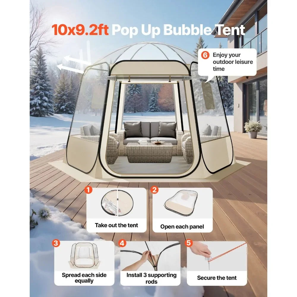Sports Tent Instant Pop-Up Clear Bubble Weatherproof 4-8 Person
