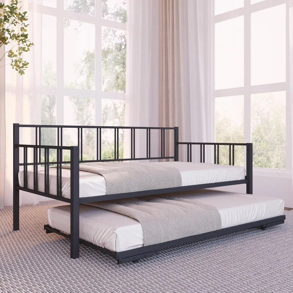 Milliard Daybed With Backrest And Pop Up Trundle Modern Frame