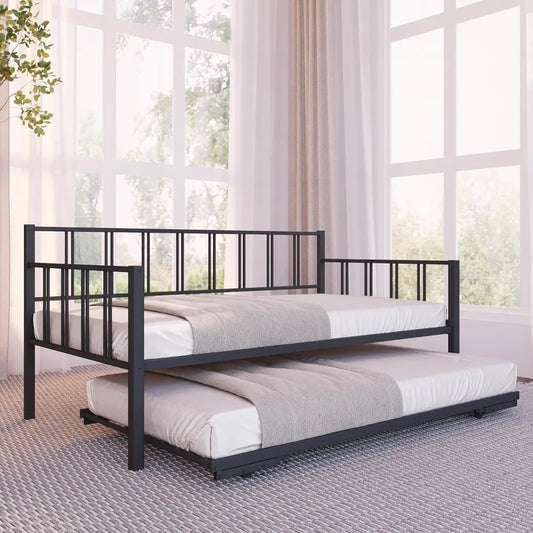 Milliard Daybed With Backrest And Pop Up Trundle Modern Frame