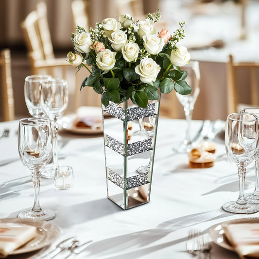 Function Crushed Diamond Mirrored Floor Vase For Pampas Grass