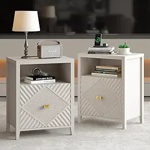 Modern Nightstands With Charging Station Set Of Two
