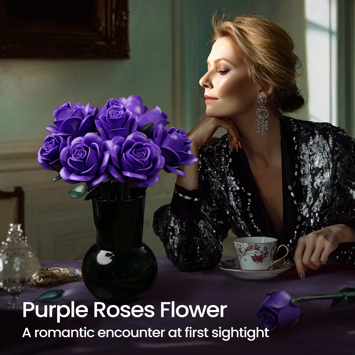 SupreOwls Roses Bouquet Building Blocks Set For Home Decor