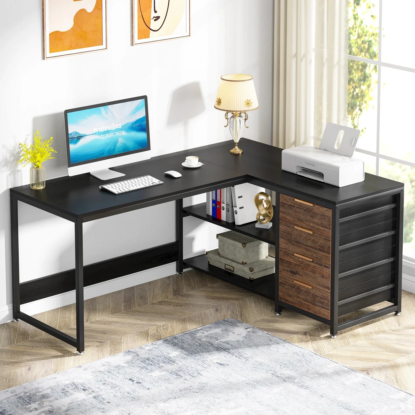 Tribesigns Modern L Shaped Computer Desk Corner PC Table