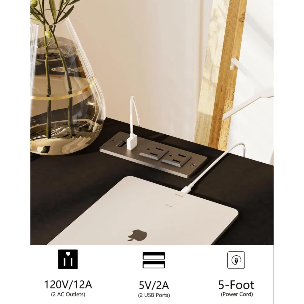 MKDK Nightstand With Outlet Modern Bedside Table And Storage