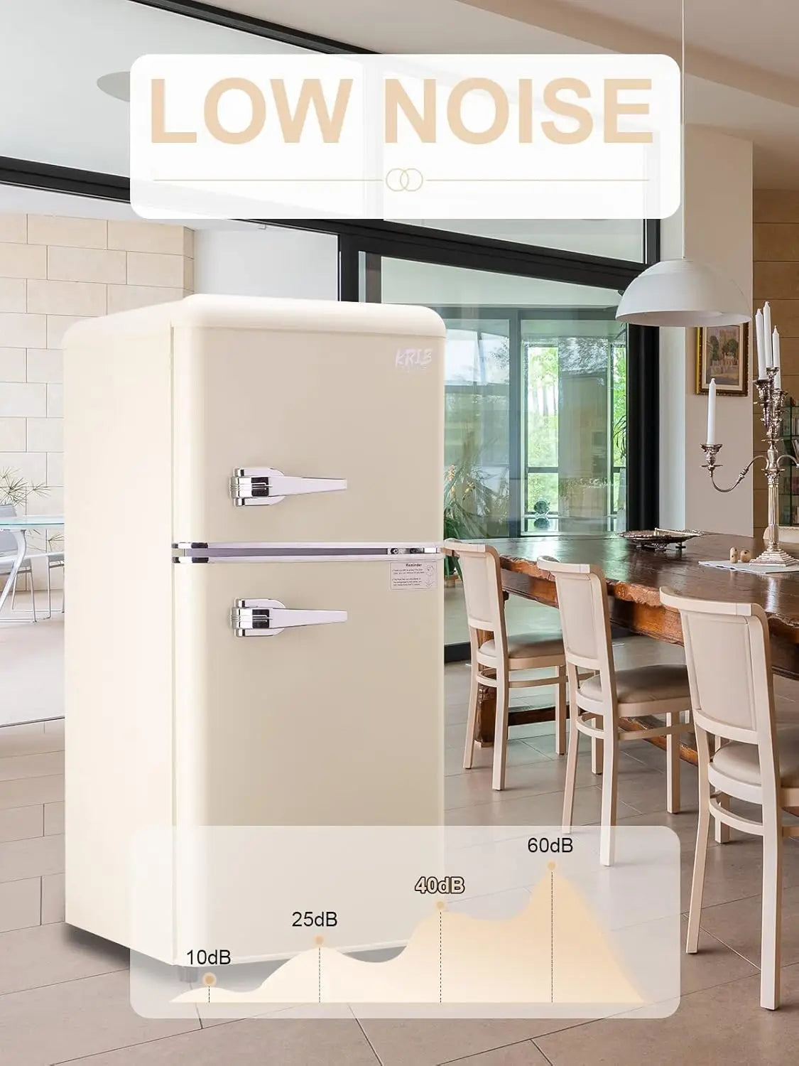 Krib Bling Compact Refrigerator With Freezer Retro Design For Home And Office Energy Efficient