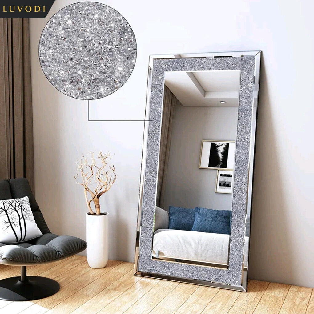 LUVODI Frameless Vanity Mirror With Crystal Rhinestones