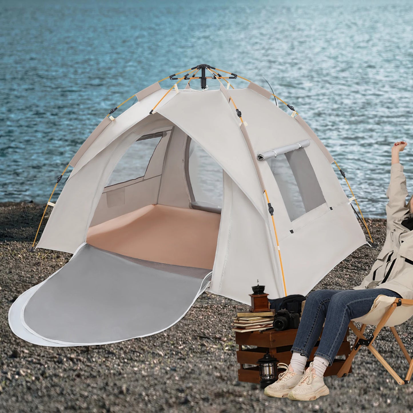 2-3 Person Outdoor Folding Tent Quick Automati Opening Self-driving Wild Camping Tent Waterproof Sunscreen Portable Tent