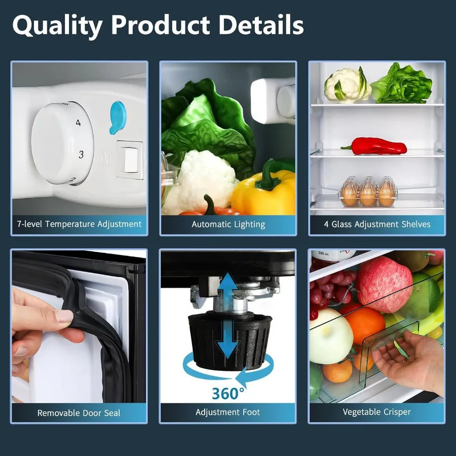 XMSJ Dual Door Refrigerator With Freezer For Dorm Office Home