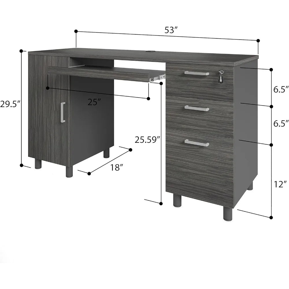 Chengwei Venice Computer Desk With Keyboard Tray Drawers