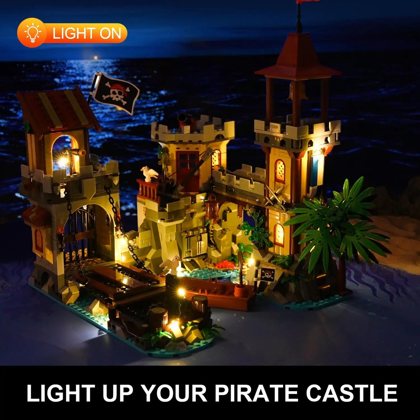 HOGOKIDS Pirate Castle Building Set With Light and Ship