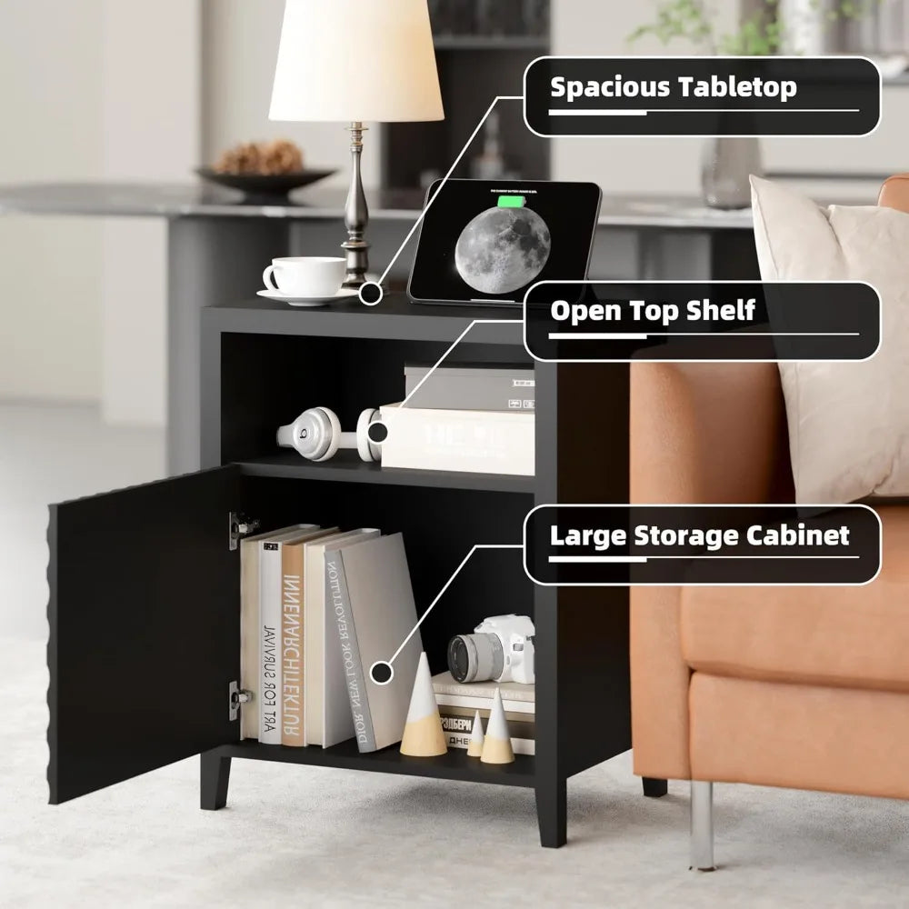 Modern Nightstands With Charging Station Set Of Two