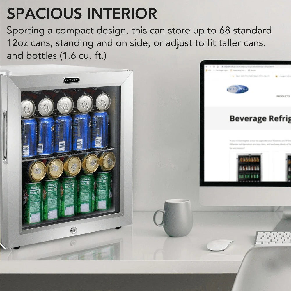 XMSJ Stainless Steel Beverage Refrigerator With Locking Door