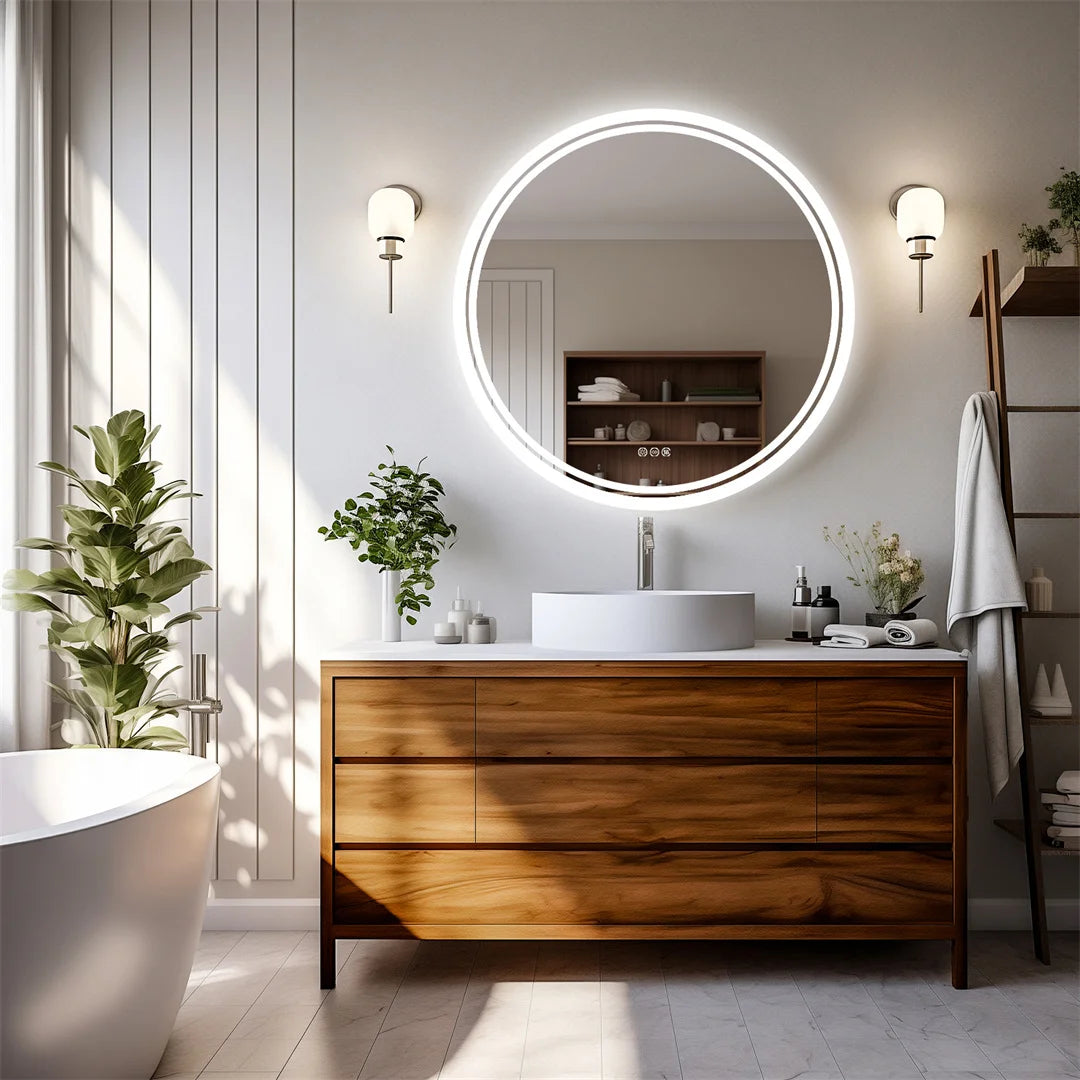 LUVODICRI Round LED Bathroom Mirror With Touch Sensor