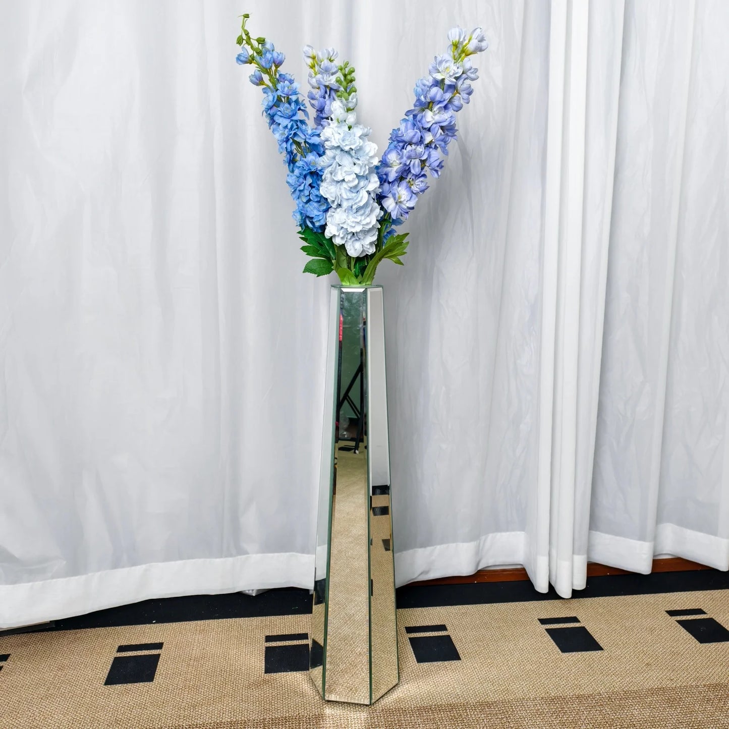Function Crushed Diamond Mirrored Floor Vase For Pampas Grass