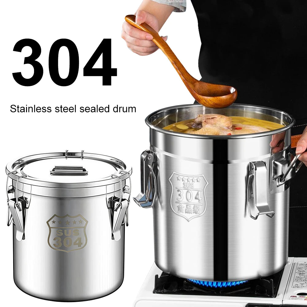6/12/21/33L Stainless Steel Airtight Canister with Seal Lid Kitchen Canister with Handles for Household Kitchen Bar Restaurants