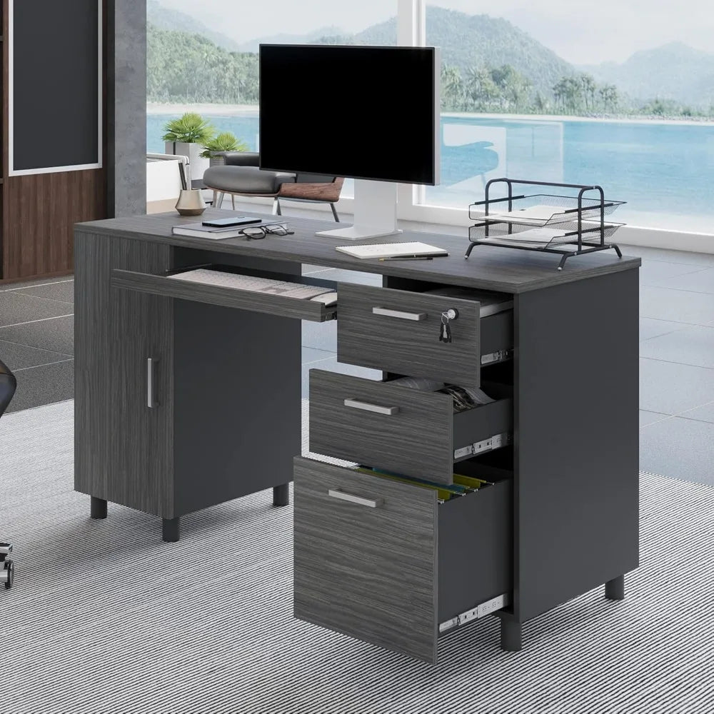 Chengwei Venice Computer Desk With Keyboard Tray Drawers