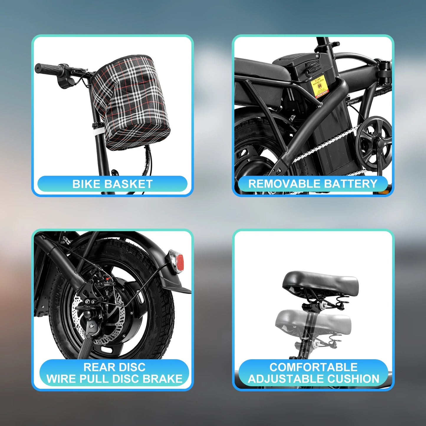 HEZZO Folding Ebike 48V 400W With Basket