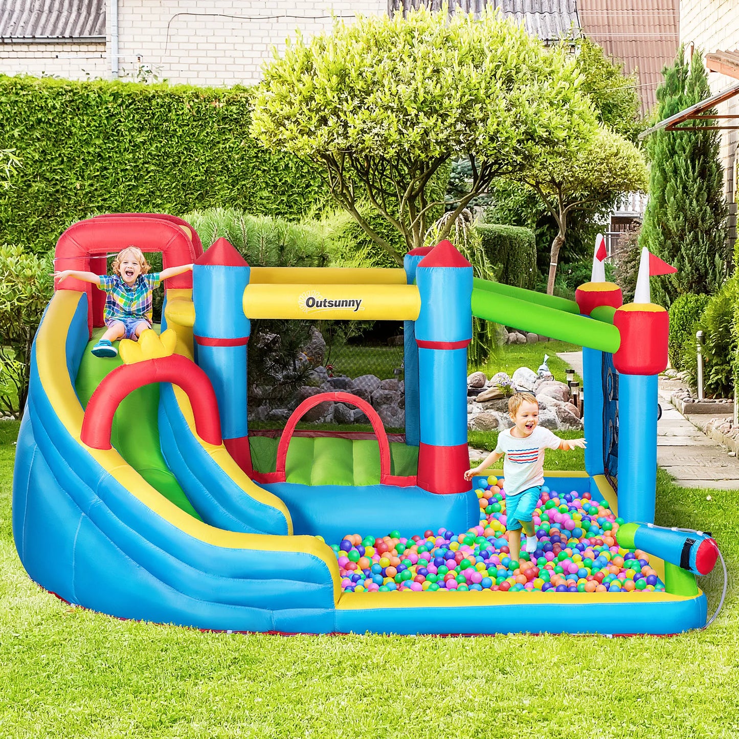 Kids Inflatable Bounce Castle Theme Jumping Castle with Inflator Bag Patches