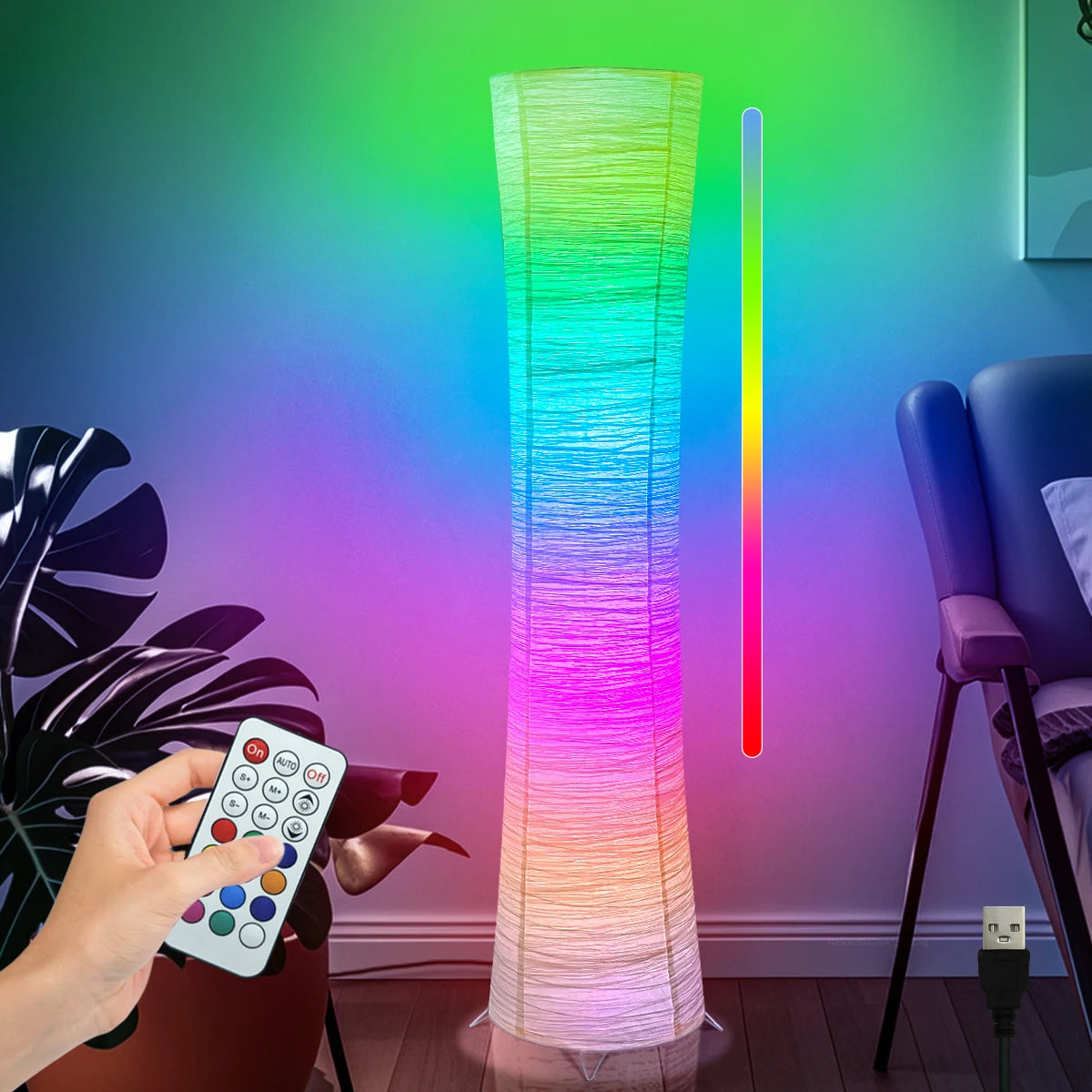 Hign-concerned Paper Lamp RGB LED Floor Lamp With Remote