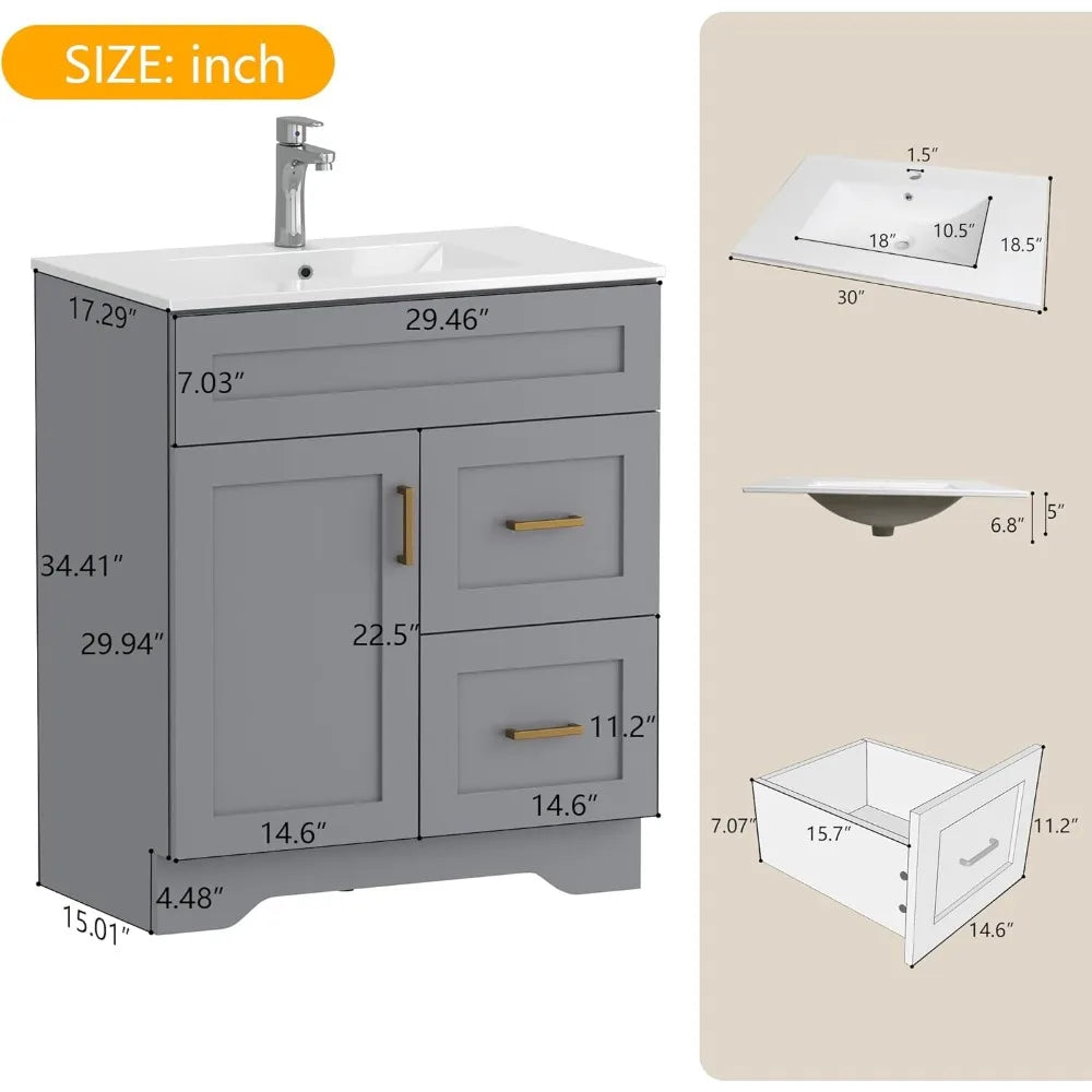 Modern Bathroom Vanity And Sink Combo Set Floor Standing Cabinet