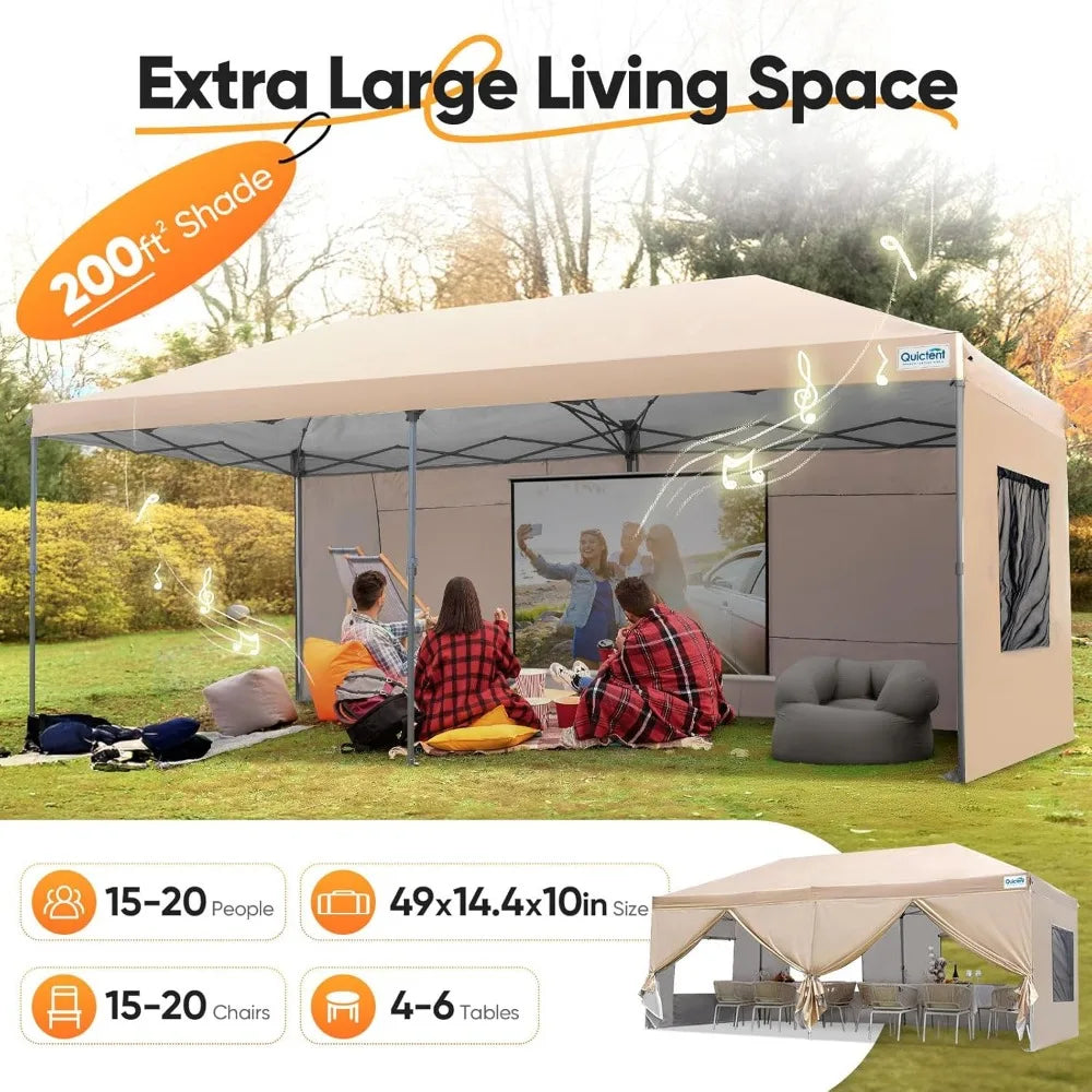 10x20 ft Pop up Canopy with Sidewalls Easy up Canopy Tent Instant Shelter with Windows for Outdoor Event Party