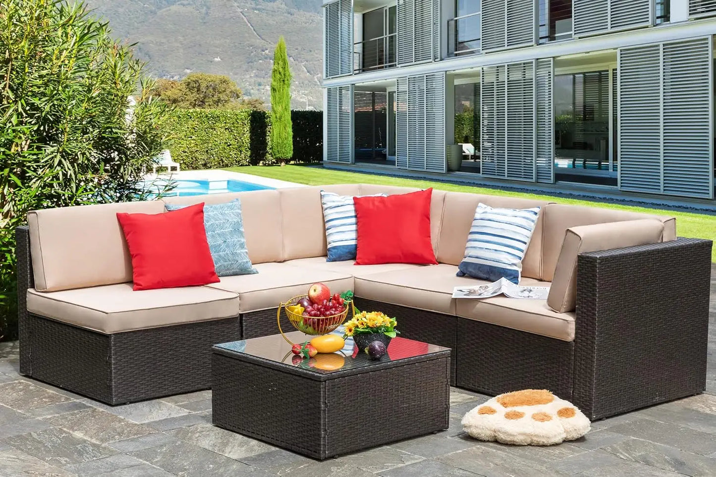 All Weather Wicker Patio Furniture Set Sectional Ottoman