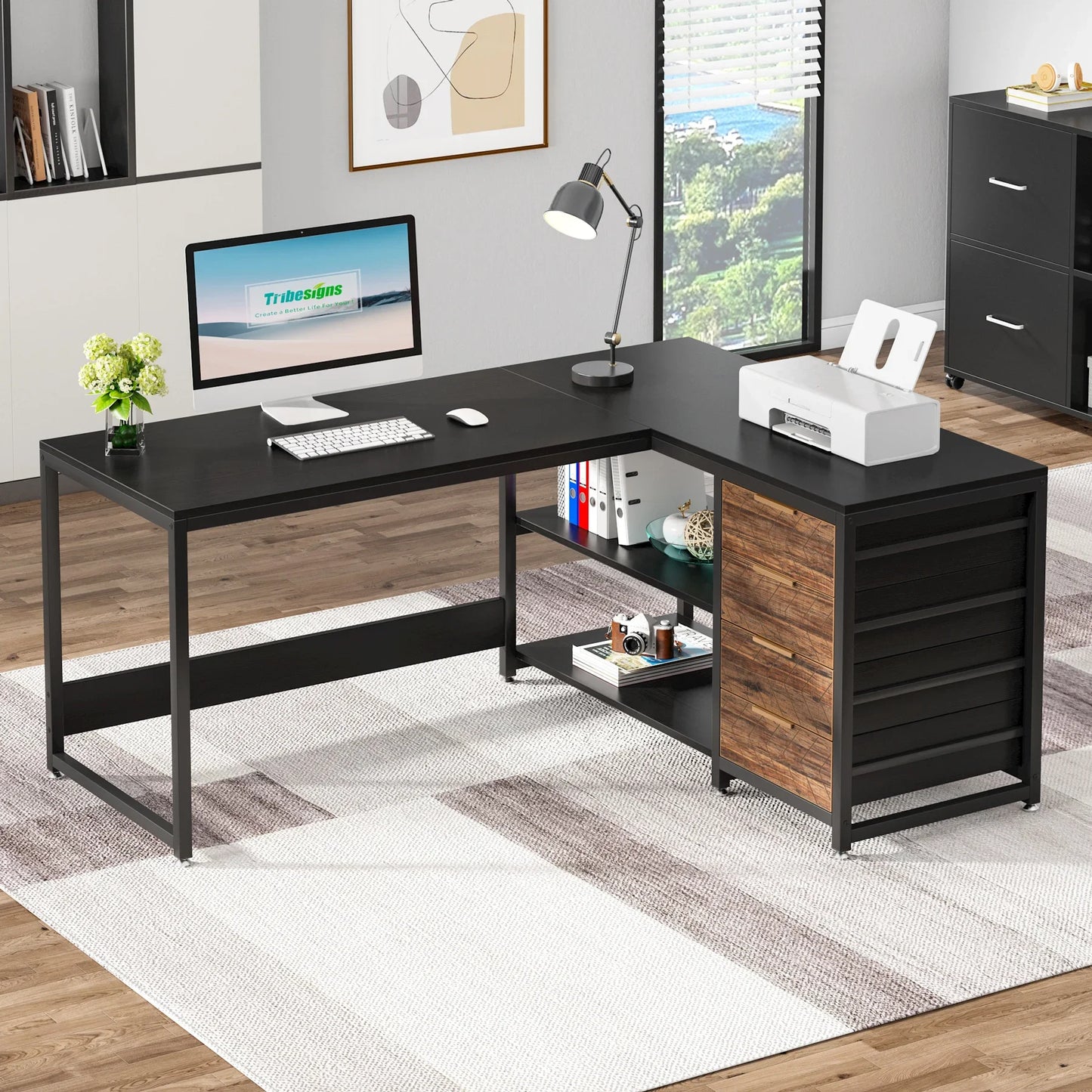 Tribesigns Modern L Shaped Computer Desk Corner PC Table