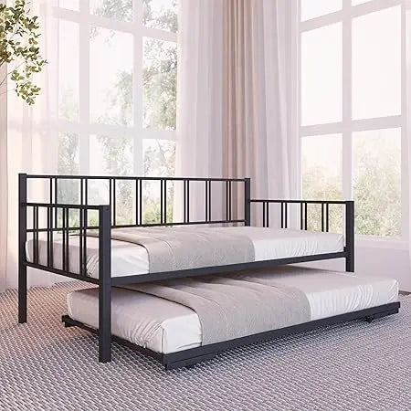 Milliard Daybed With Backrest And Pop Up Trundle Modern Frame