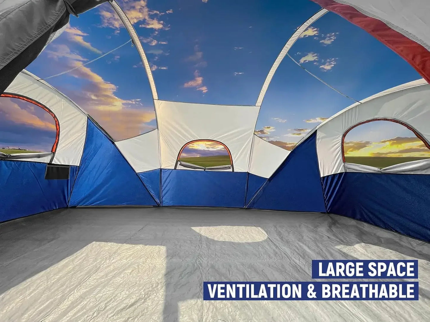 HIKERGARDEN 10 Person Camping Tent - Portable Easy Set Up Family Tent for Camp, Windproof Fabric Dome Tent Outdoor for Hiking