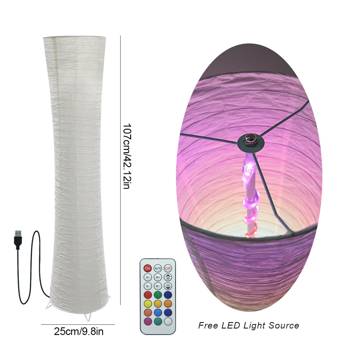 Hign-concerned Paper Lamp RGB LED Floor Lamp With Remote