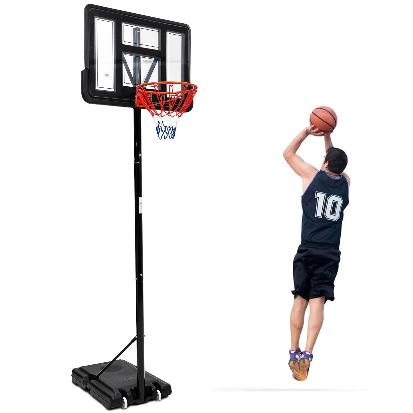 Portable Basketball Hoop 5.2-10FT Adjustable Basketball Goal System, 44 Inch Outdoor Hoop & Goals for Kids, Youth, and Adults