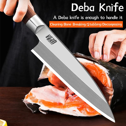 FINDKING Knife 6.5 inch Sushi Deba Kitchen Knife Japanese Sashimi Knife Sour Twig Wood Handle Fish Fillet Slicing Salmon Knife