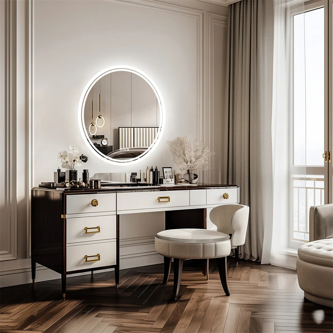 LUVODICRI Round LED Bathroom Mirror With Touch Sensor