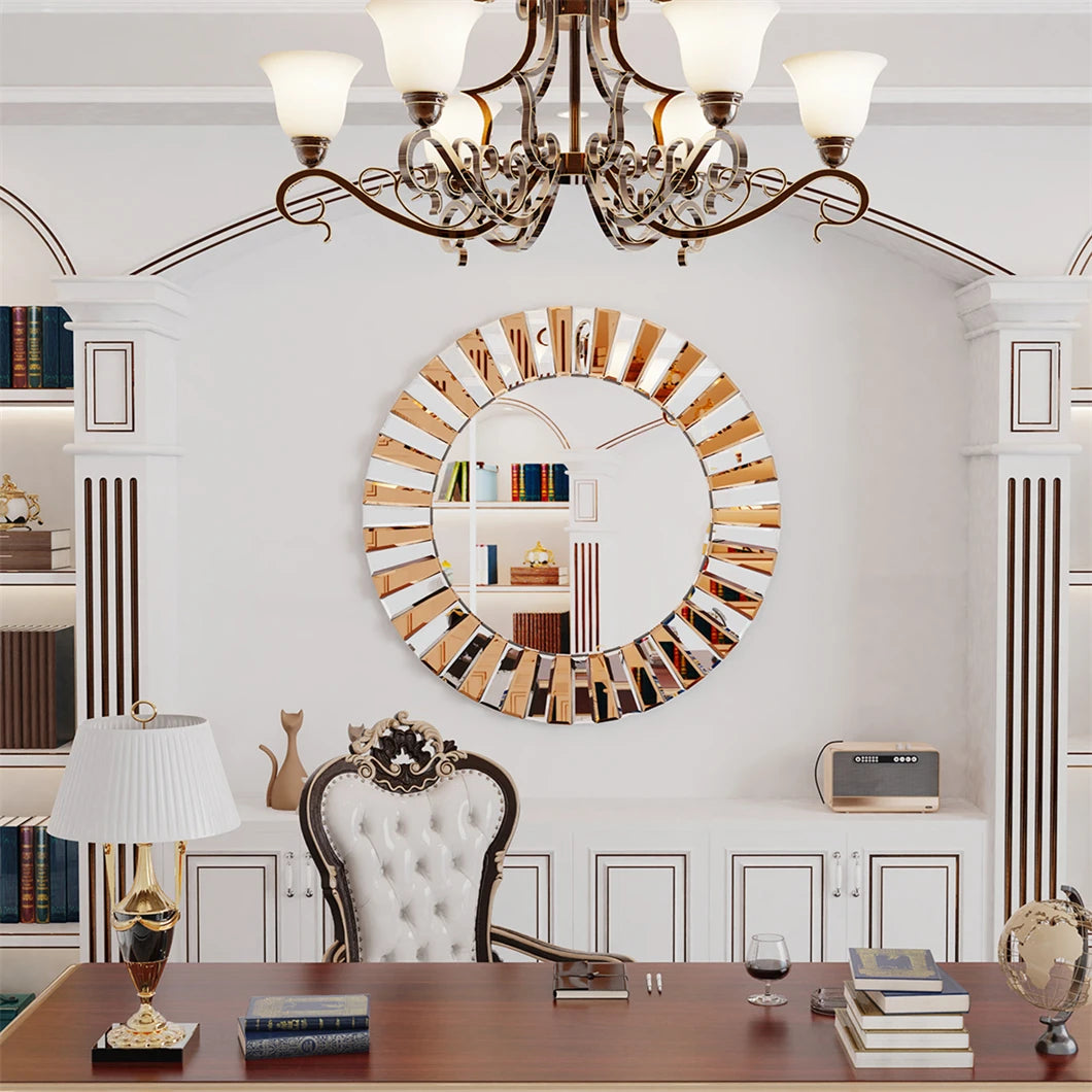 BORWARTH Round Wall Mirror For Entrance Hallway Bathroom Decor