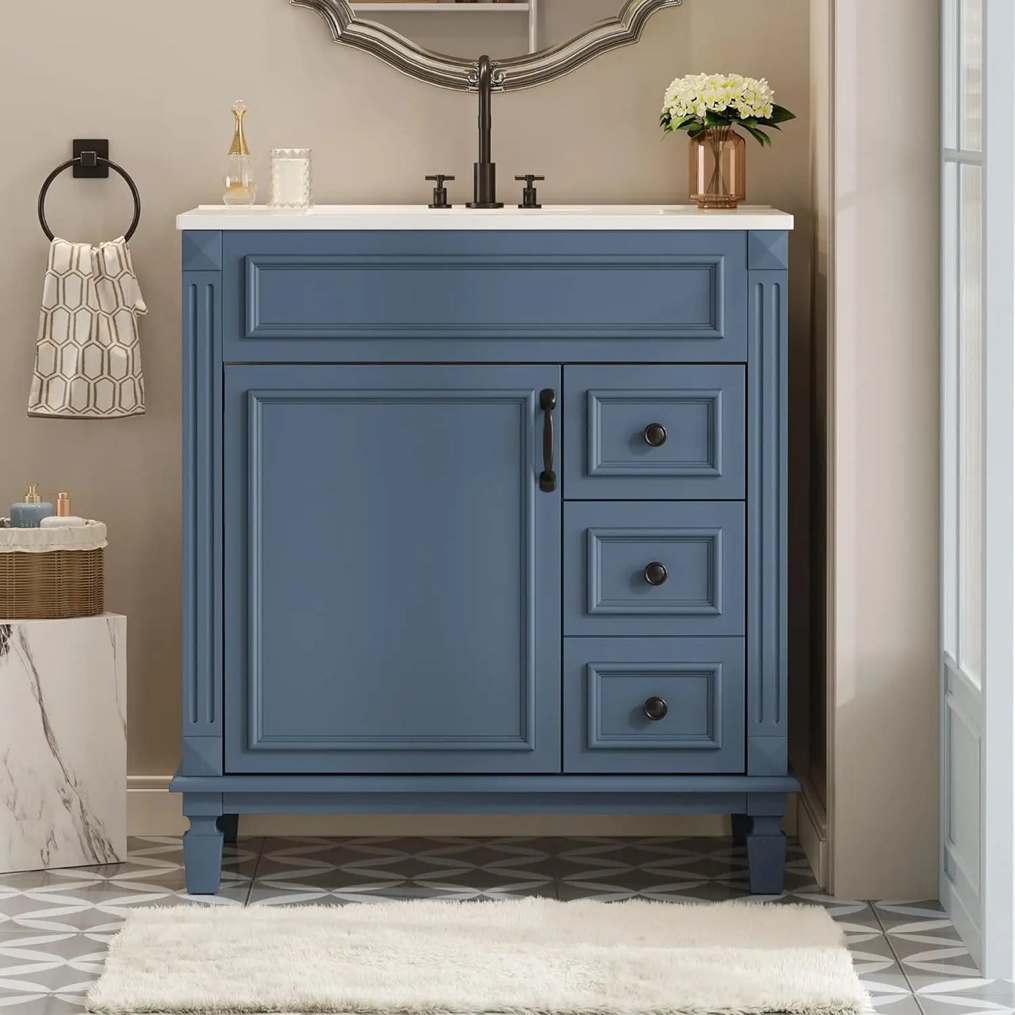 Bathroom Vanity With Sink Top Modern Cabinet With Two Drawers