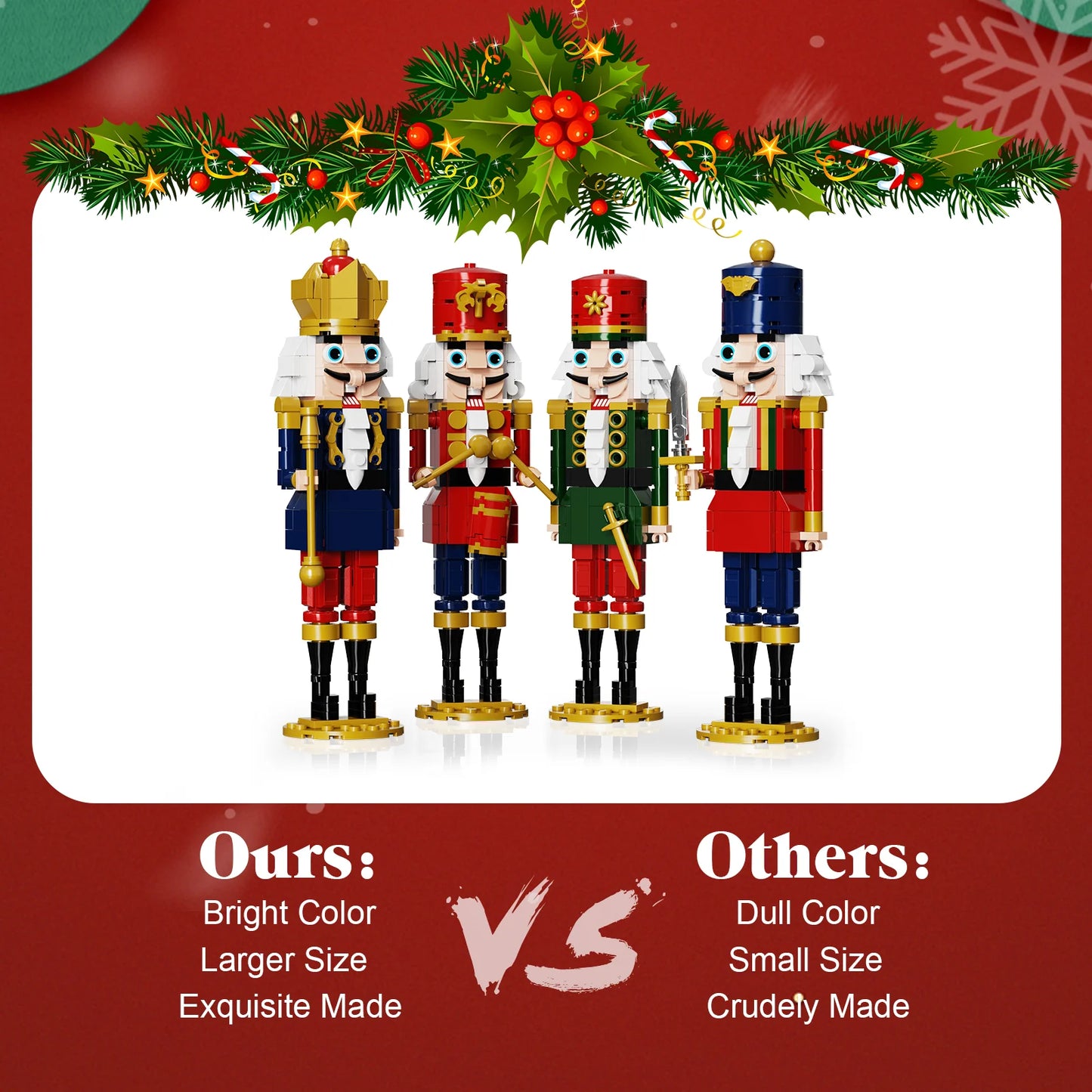 Christmas Nutcracker Building Blocks Set Xmas Nutcracker King and Soldier Sets Toys Gifts for Kids (943 PCS)