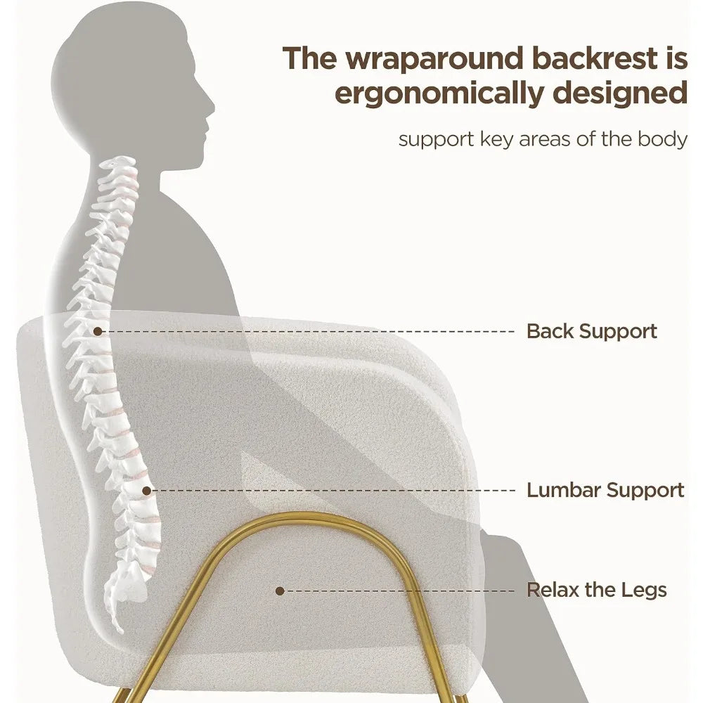 MKDK Boucle Fabric Accent Chairs With Gold Legs Living Room