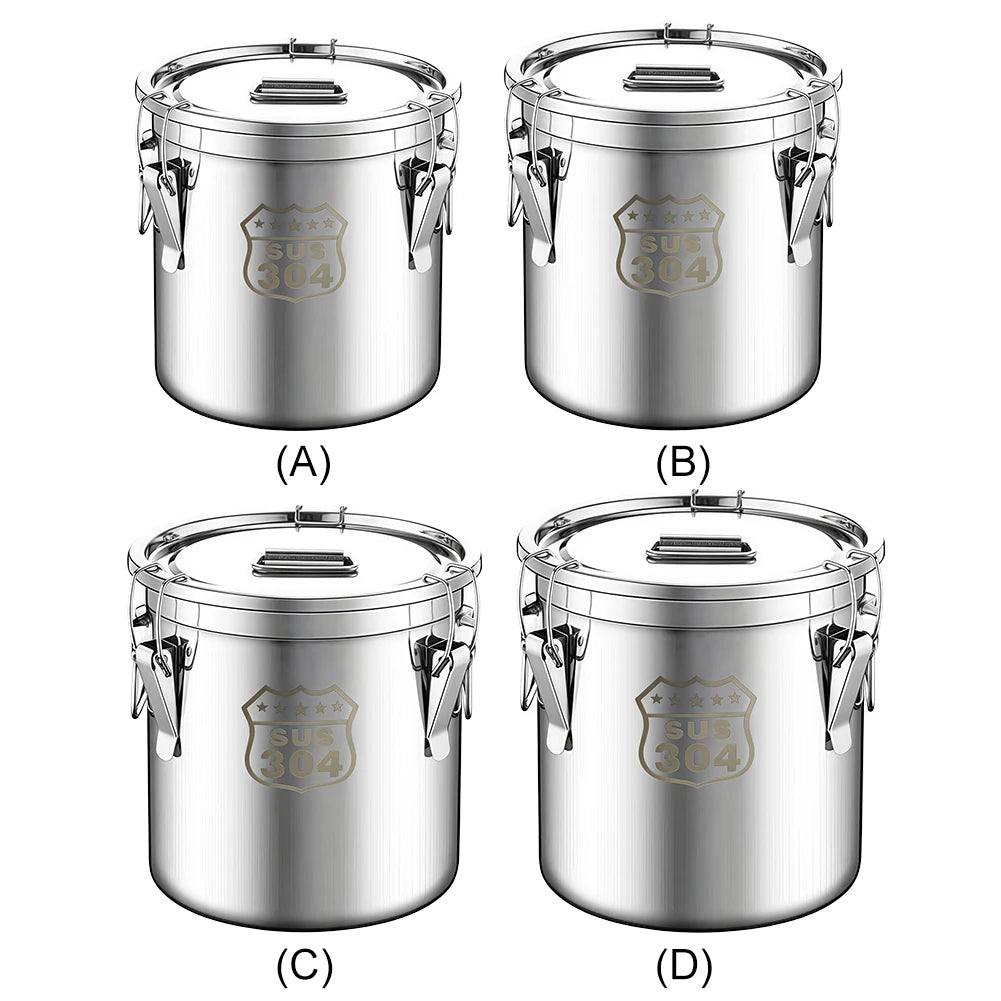 6/12/21/33L Stainless Steel Airtight Canister with Seal Lid Kitchen Canister with Handles for Household Kitchen Bar Restaurants