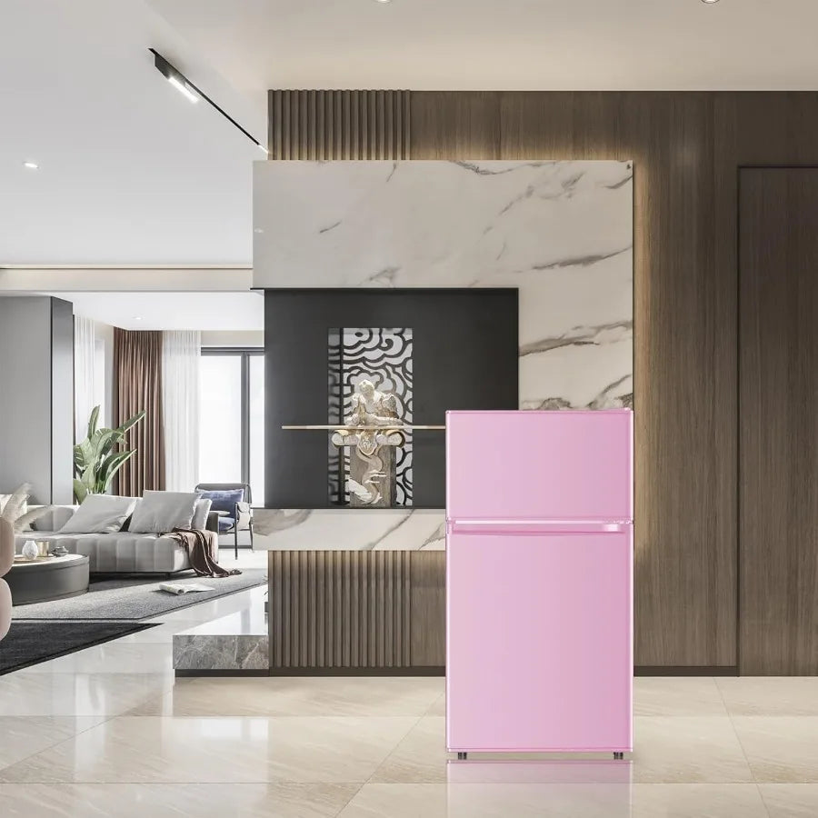 XMSJ Compact Mini Fridge With Separate Freezer 2 Door Design